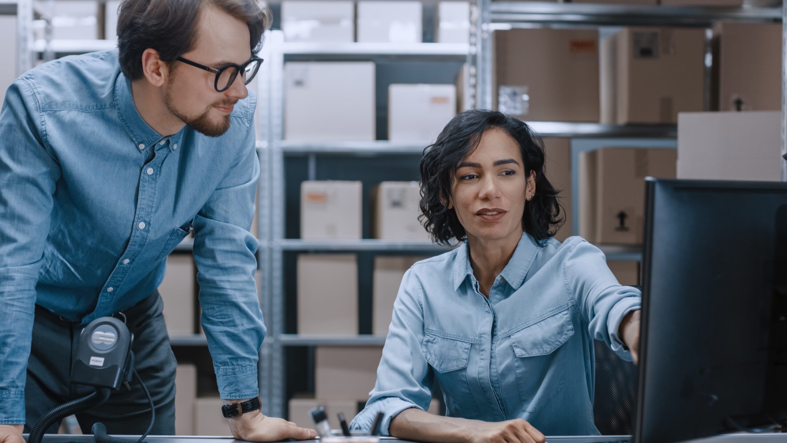 Coworkers Looking at Computer