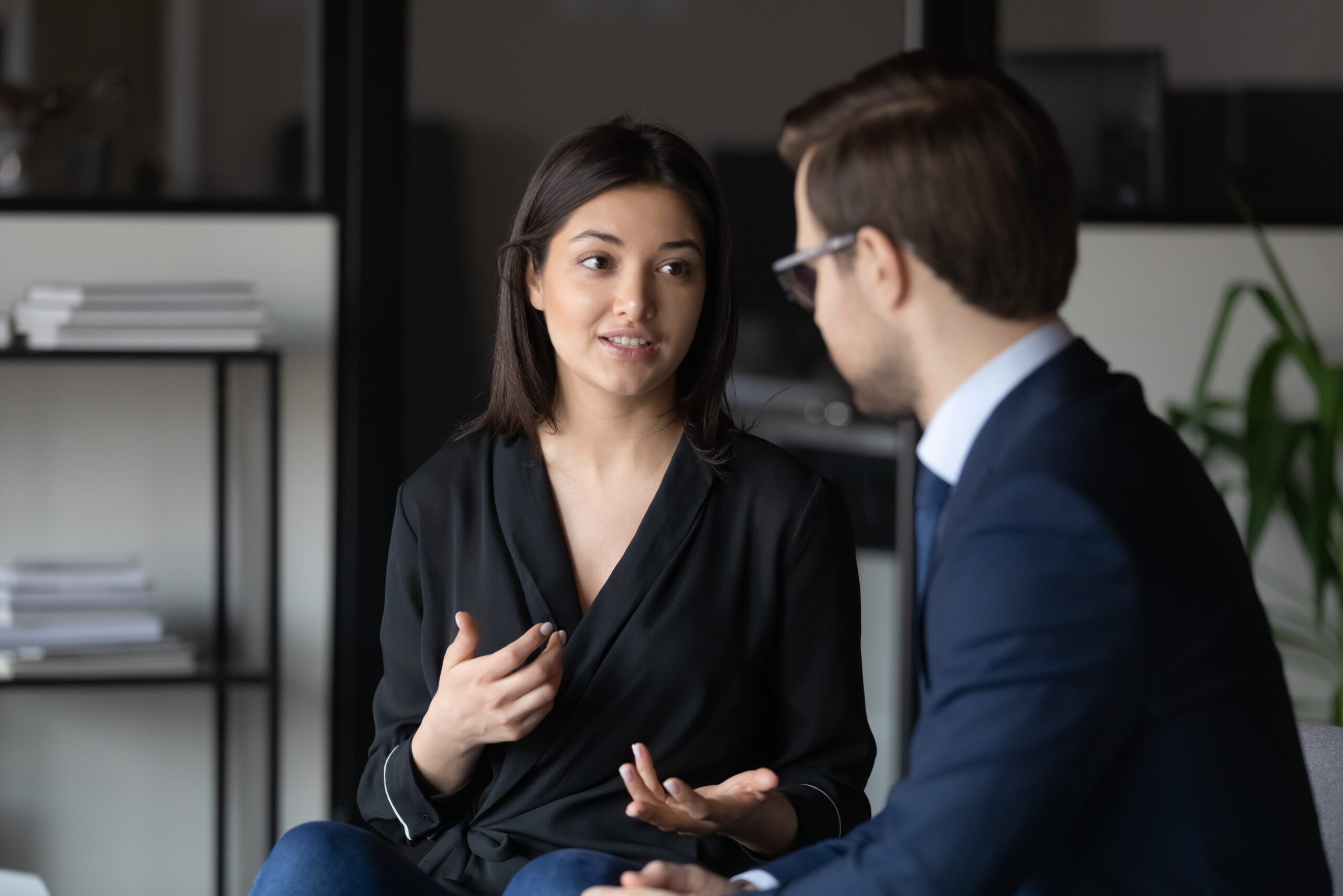 Woman and Man Talking